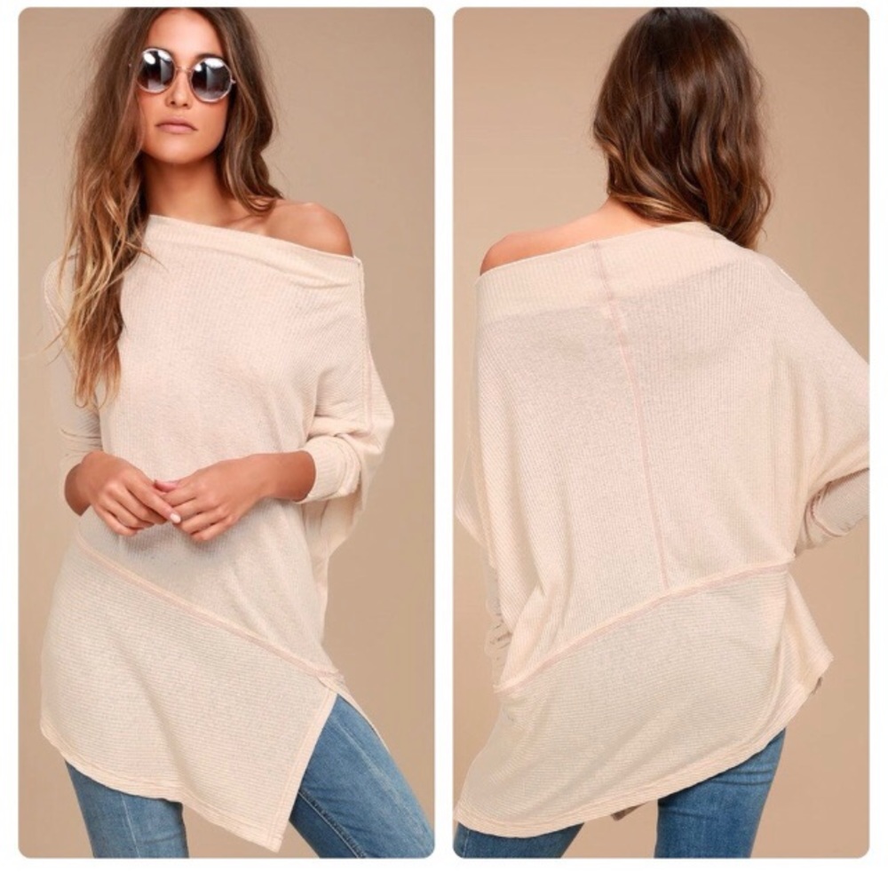 "We the Free/Free People" ribbed, oversized asymmetrical thermal top - size M - Picture 4 of 15